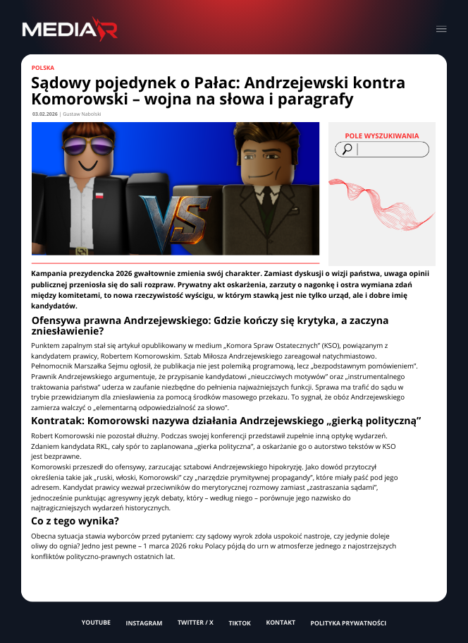 Sądowy pojedynek o Pałac: Andrzejewski kontra Komorowski – wojna na słowa i paragrafy
