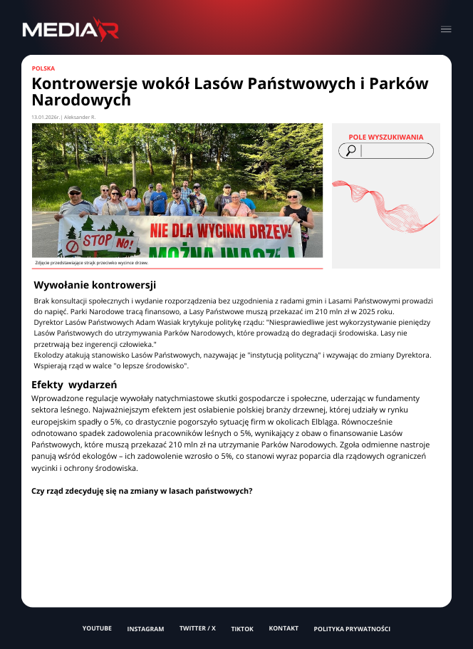 Kontrowersje wokół Lasów Państwowych i Parków Narodowych