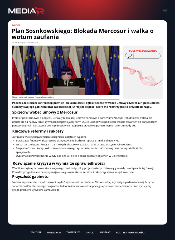 Plan Sosnkowskiego: Blokada Mercosur i walka o wotum zaufania