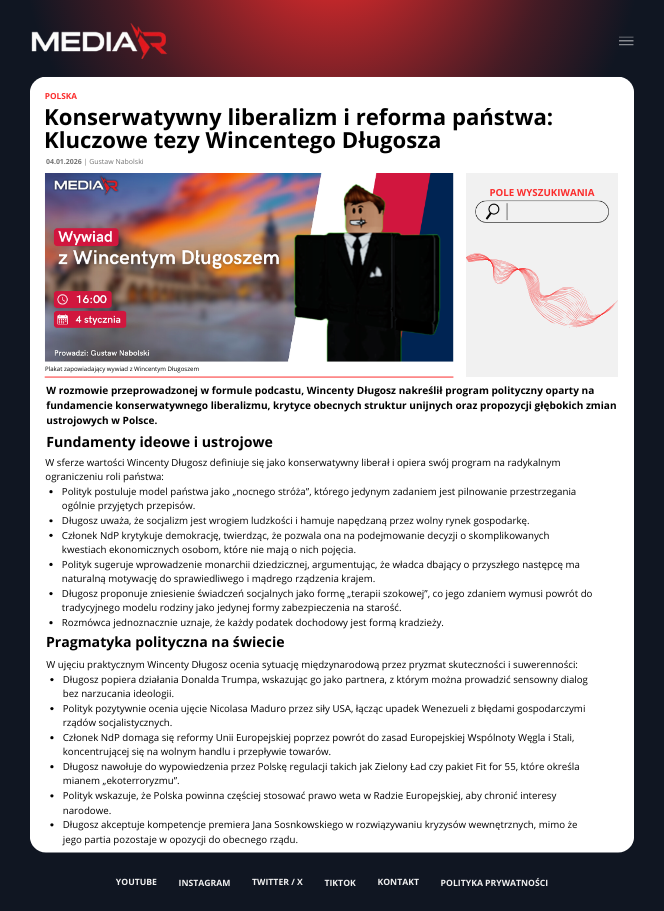 Konserwatywny liberalizm i reforma państwa: Kluczowe tezy Wincentego Długosza