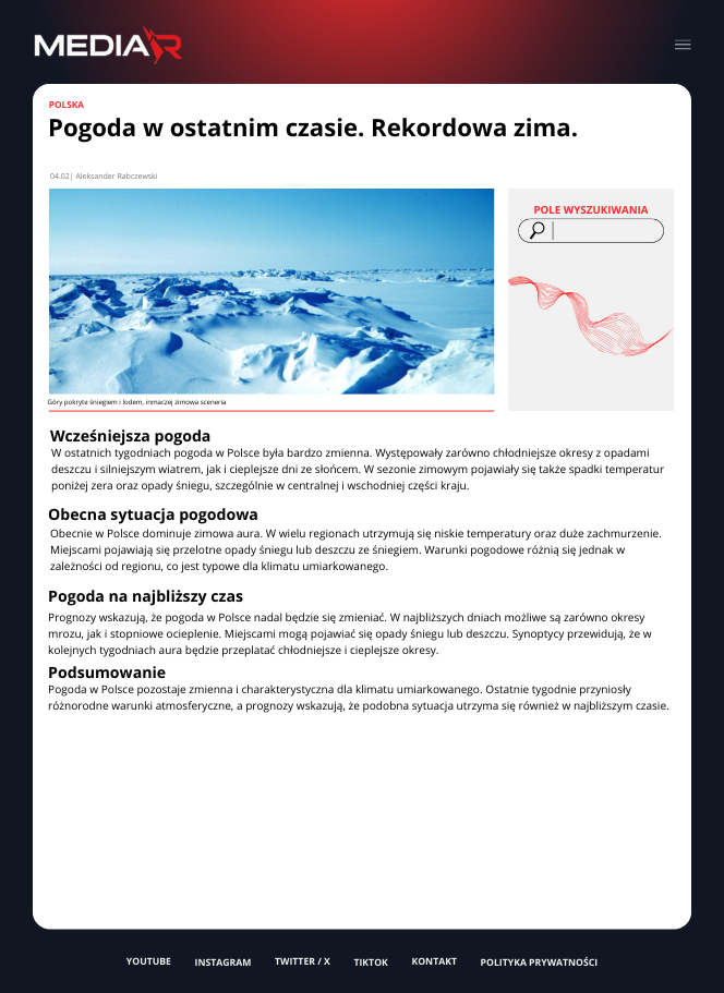 Pogoda w ostatnim czasie. Rekordowa zima.