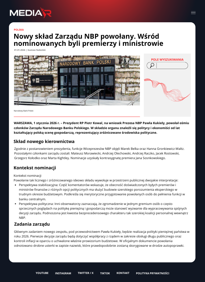 Nowy skład Zarządu NBP powołany. Wśród nominowanych byli premierzy i ministrowie